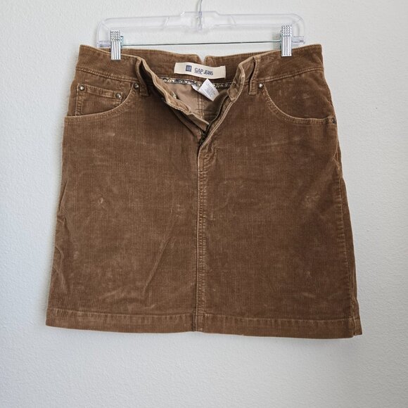 Gap Stretch Corduroy Y2K Style Preppy Skirt Brown Size 10 - Picture 5 of 6